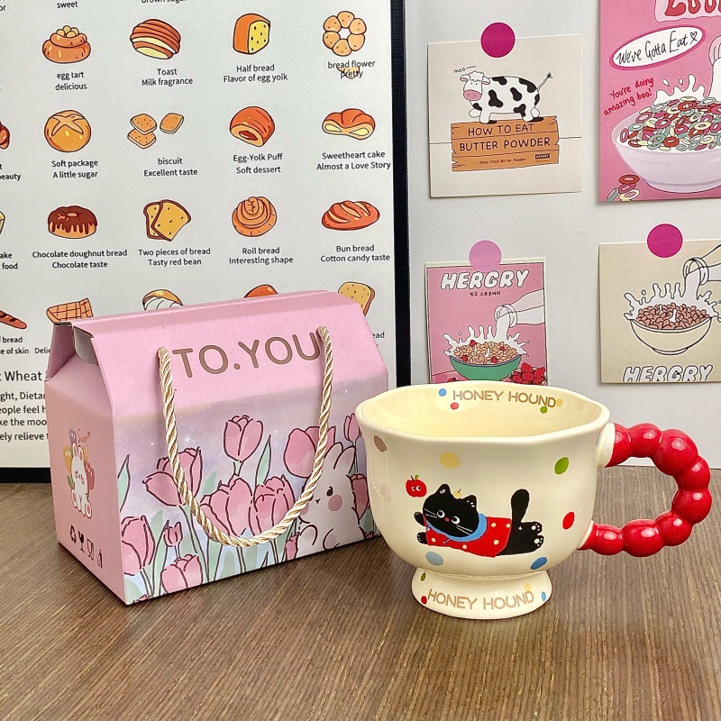 Cute perro de cerámica taza de agua de pareja de chicas taza de oficina taza de café regalo de cumpleaños taza de cerámica