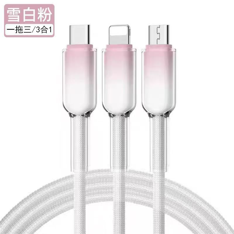 Gradiente de cristal de hielo USB un cable de datos de tracción de 1,2 m blanco rosa