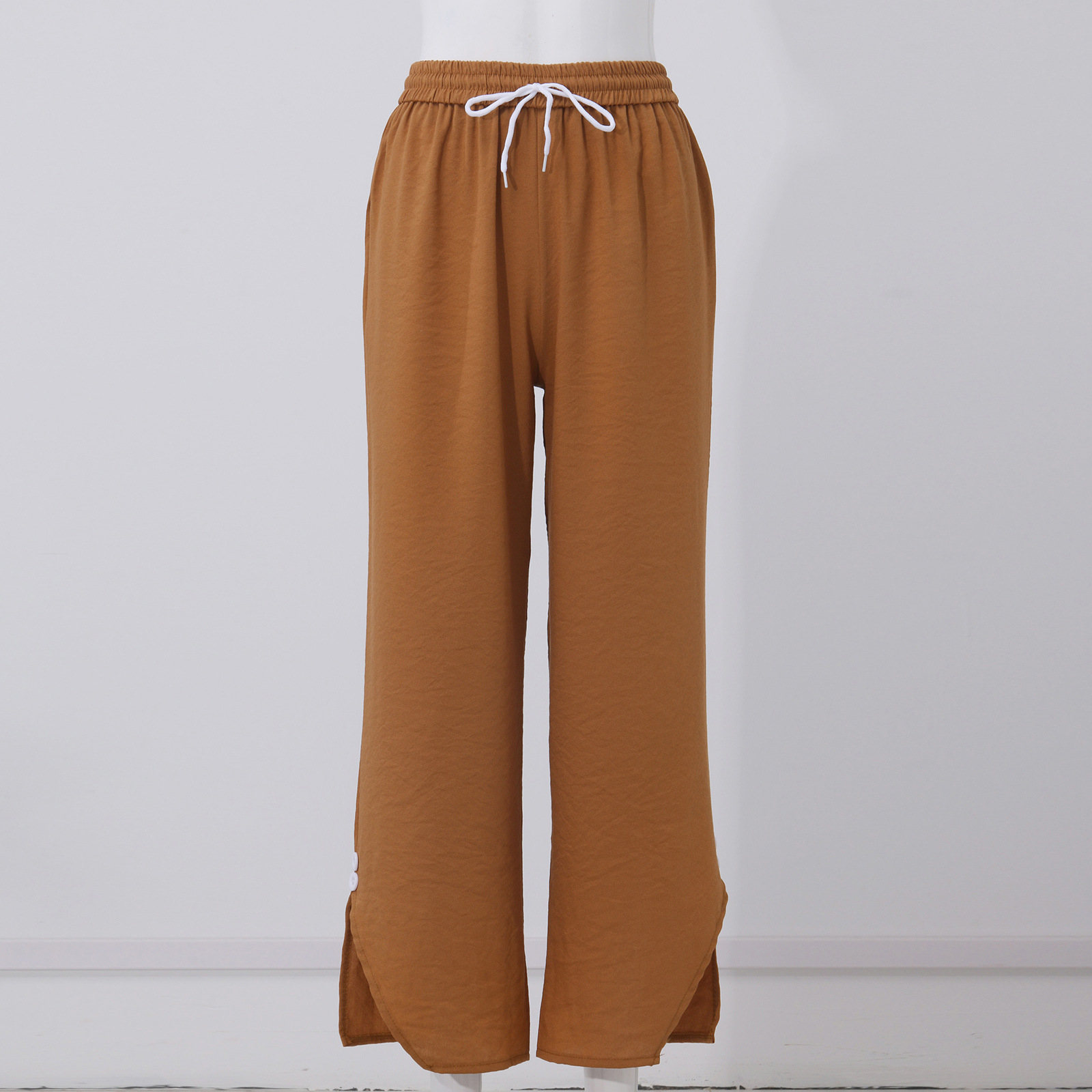 Women's Daily Streetwear Solid Color Full Length Button Casual Pants Wide Leg Pants display picture 2