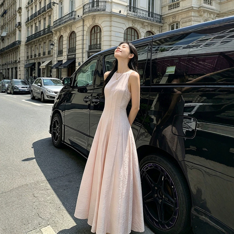 70 Is Not Seventy. Soft Texture Sleeveless A-Line Tank Dress for Women, Summer Outing, Long Skirt with a Large Hem