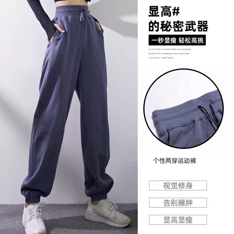 Lulu Women's High-Waist Loose Tush-Up Quick-Dry Yoga Pants Running Training Fitness Cropped Pants Autumn/Winter