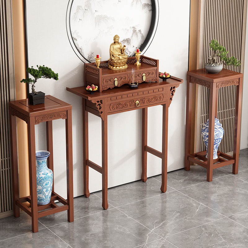 New Chinese-Style Red Sandalwood Solid Wood Foyer Table, Altar, Incense Table, Buddhist Table, E0-Grade Lacquer Finish