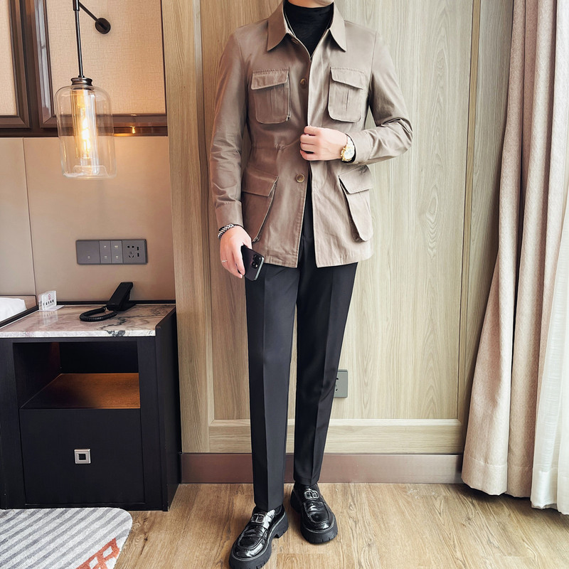 2025 Autumn/Winter Men's Jacket with Turn-Down Collar, Slim Fit Business Casual Top, Hunting Jacket with a Light Luxury Feel