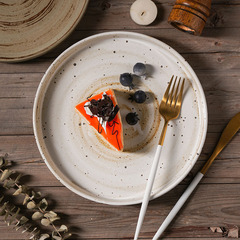 陶瓷餐具西餐牛排盤早餐沙拉意面盤加厚直邊平盤啞光白色粗陶餐具