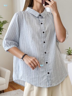 Striped Short Sleeved Shirt for Women's Summer New Design