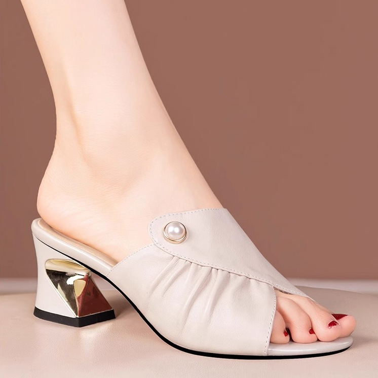 2025 Spring/Summer New Foreign Trade Peep-Toe Sandals, Fashionable, Comfortable, Versatile, Chunky Heel, Plus Size,_vogvips.com