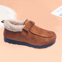 冬季新加绒加厚老北京布鞋女棉鞋勃肯女鞋一脚蹬软底休闲家居乐鞋