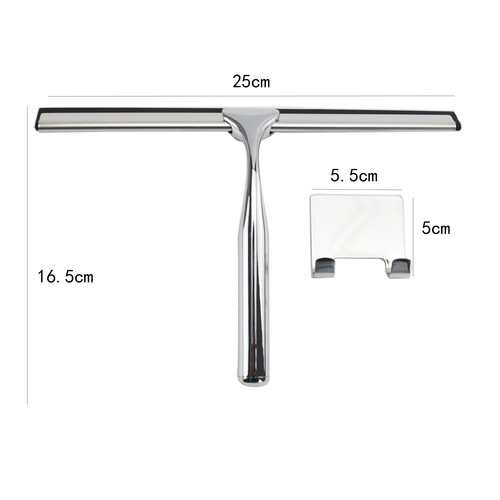 Stainless steel glass wiper window cleaning tool glass brush bathroom tiles with hook glass scraper