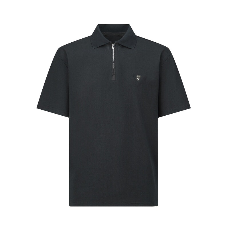 High-End Pu Brand 26Ss New Model Triangle Metal Logo Zipper Casual Polo Shirt Unisex Loose Short Sleeve High-End Pu Brand 26Ss New Model Triangle Metal Logo Zipper Casual Polo Shirt Unisex Loose Short Sleeve