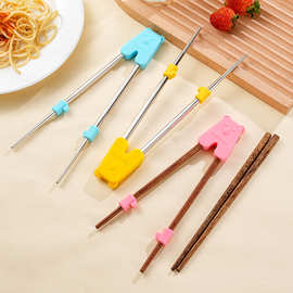 儿童训练筷鸡翅木宝宝吃饭木筷子16cm硅胶防滑学习筷儿童餐具批发