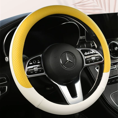 Steering wheel cover, Suitable for Volkswagen Lavida - f08-lemon-yellow-circle-xh-38cm