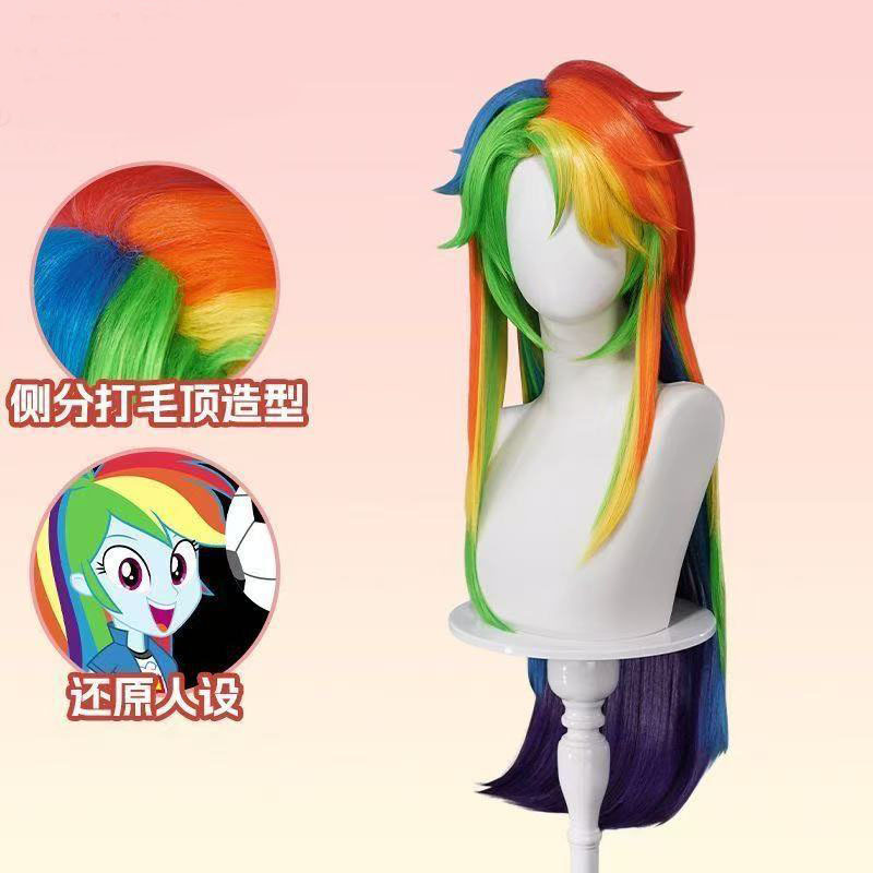 Silk Pony My Little Pony Rainbow Dash Cosplay Wig Rainbow Daisy Multi-Color Gradient Long Loose Hair Anime