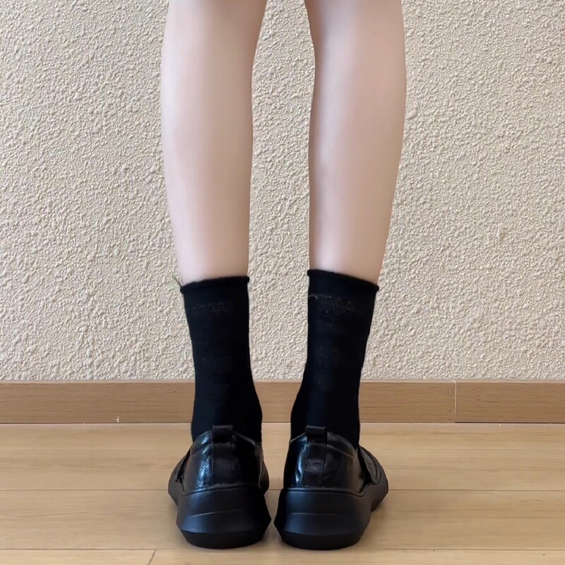 羊皮~复古圆头厚底真皮黑色小皮鞋女休闲运动魔术贴通勤舒适单鞋|undefined