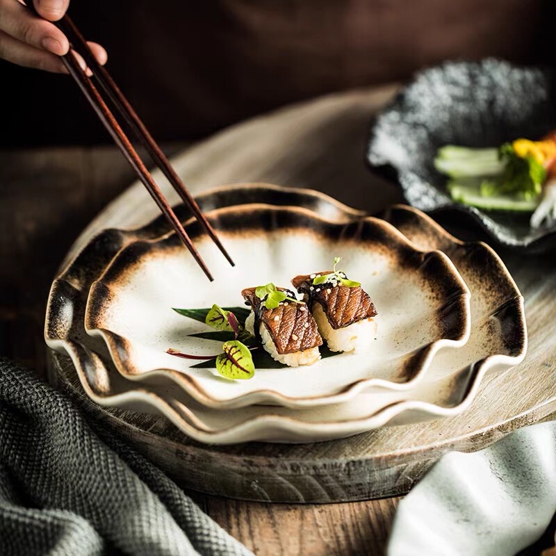 Creative Lotus Leaf Plate Japanese-Style Asymmetrical Flat Plate Shallow Plate Household Ceramic Plate Tableware Commercial Dish Plate Sushi Plate Creative Lotus Leaf Plate Japanese-Style Asymmetrical Flat Plate Shallow Plate Household Ceramic Plate Tableware Commercial Dish Plate Sushi Plate