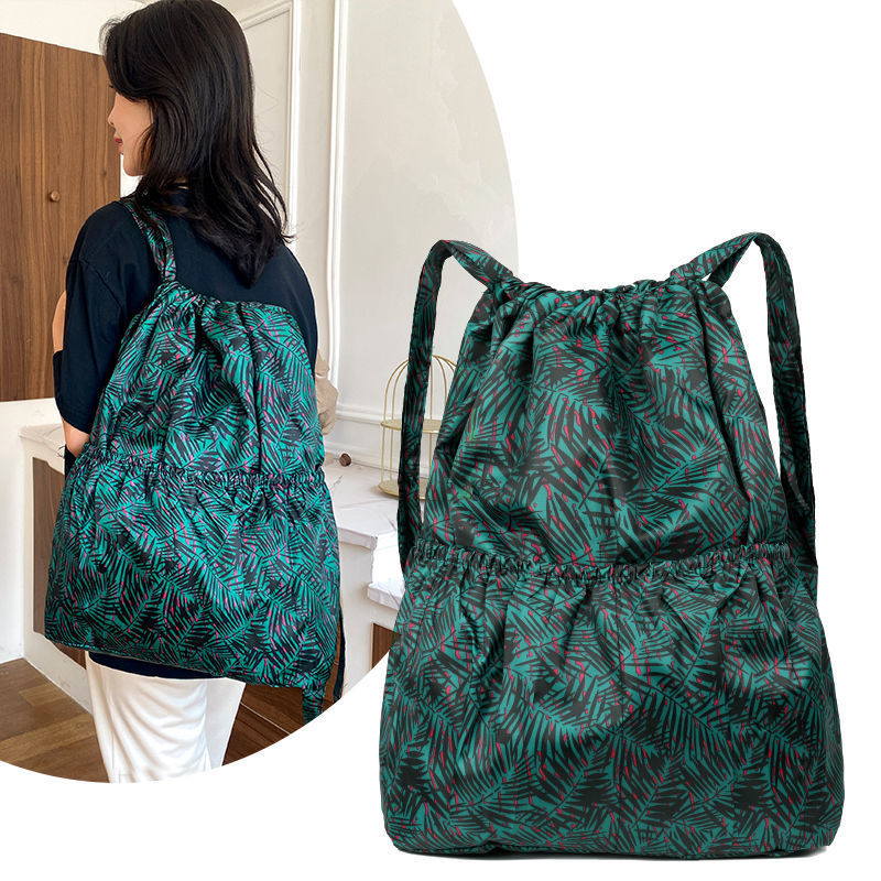 Cross-border backpack all-match nylon drawstring bag women's outdoor sports bag large capacity mummy bag backpack lightweight travel
