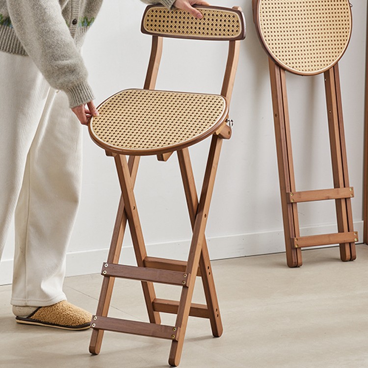 Taburete plegable cafetería cajero contador respaldo silla portátil sólido adulto pequeño banco