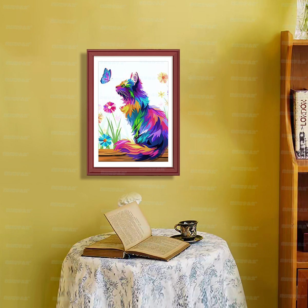 Mona Lisa Real bordado de cruz colorido gato nuevo lindo animal moderno simple sala de estar bordado a mano image 3