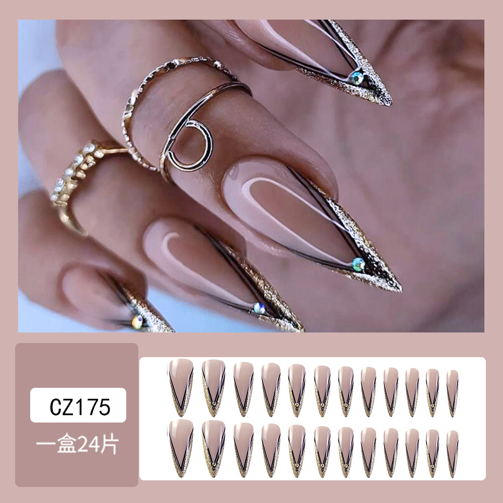 Cross-border uñas falsas uñas desgaste largo T-punto de la jalea del diamante del clavo del gel de uñas pieza de prensa al por mayor en las uñas
