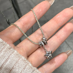 落月谧海！闪锆星星吊坠项链女高级感轻奢小众锁骨链气质百搭配饰