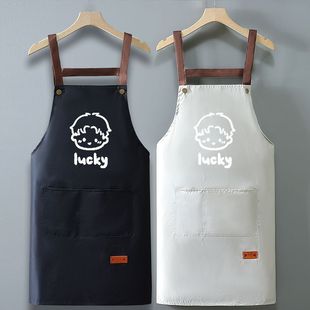 Trendy Fashion Home Apron for Kitchen Work, New Style for Men and Couples, Printed Catering Cooking Workwear, Stain-Resistant Coffee