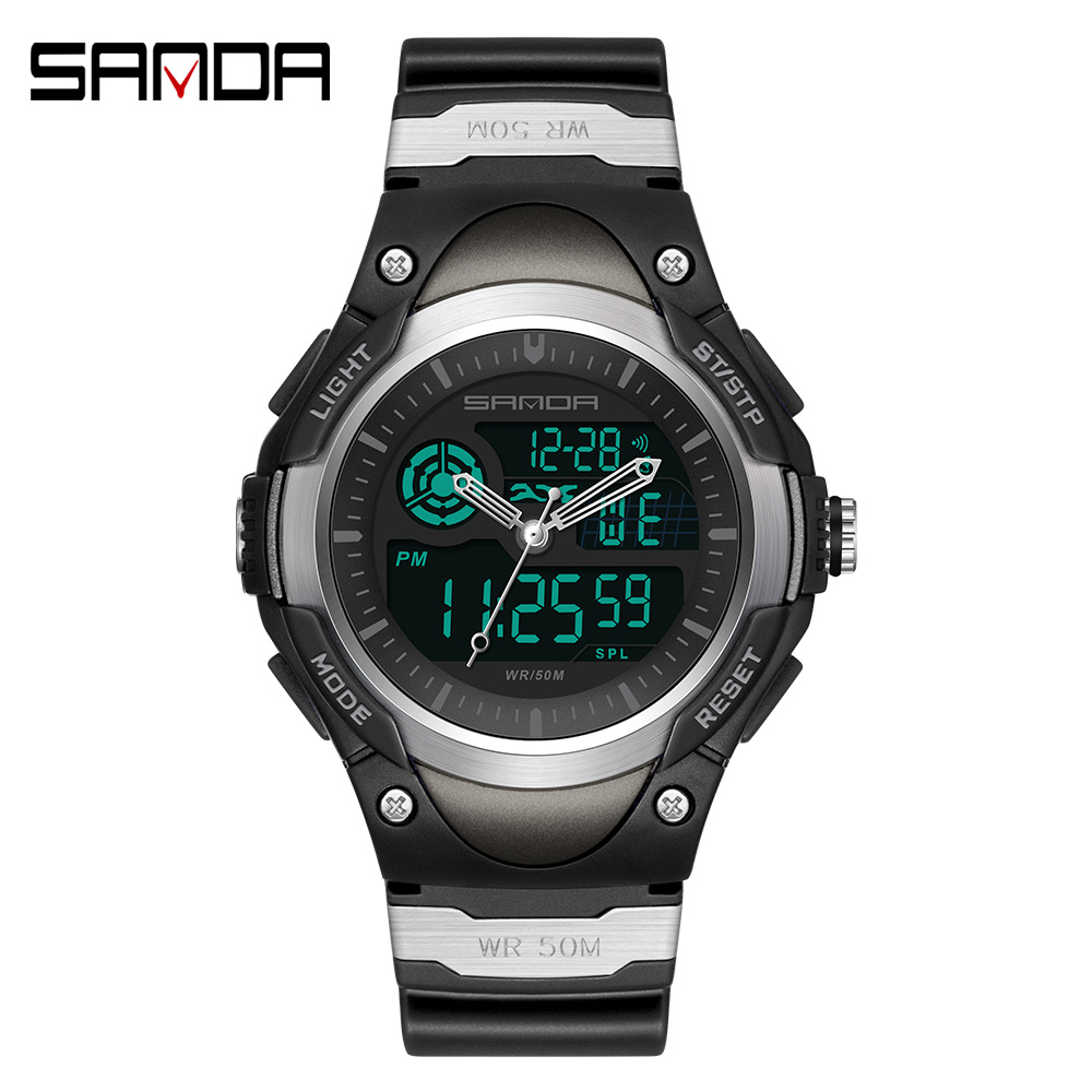 SANDA 3117 nuevo multifuncional de moda de doble movimiento de calendario semana reloj despertador de ocio reloj deportivo