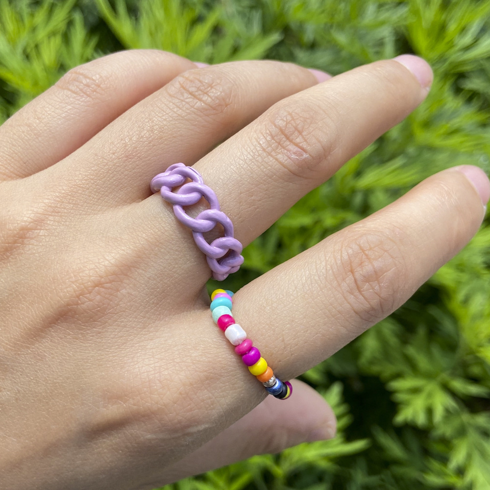 Wholesale Jewelry Color Rice Bead Alloy Ring Set Nihaojewelry display picture 8