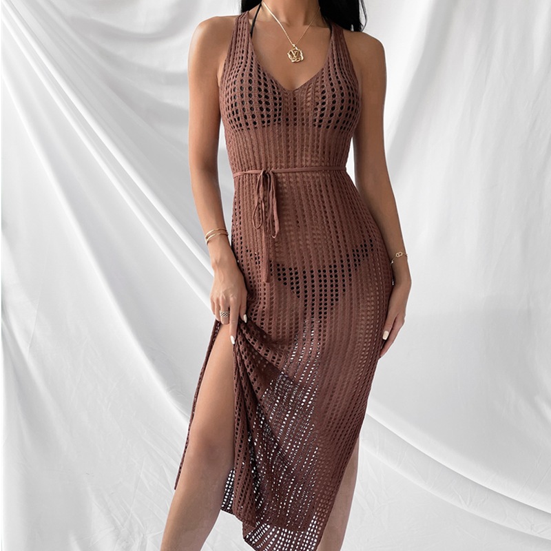 Solid Color Knitted Sling Knitted Dress NSSCY109703