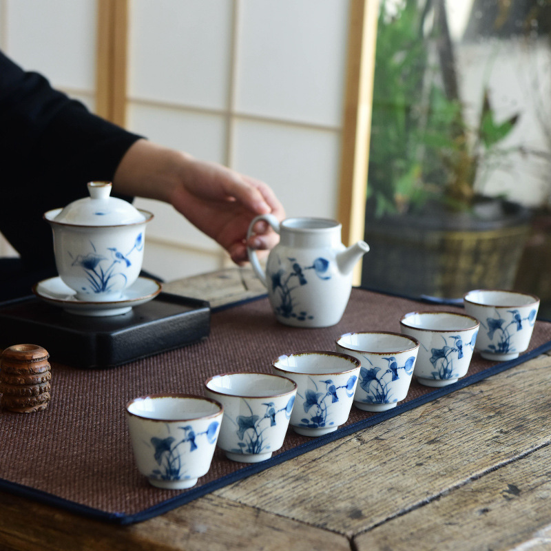 Pintado a mano kung fu taza de té taza principal de loto taza única taza de té de la vendimia juego de té de cerámica taza de té de un solo tazón de té