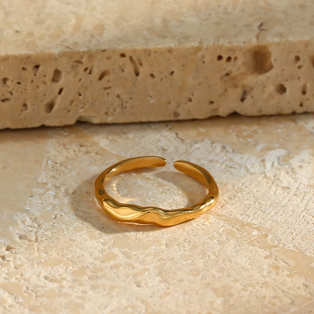 Basic Irregular Stainless Steel Plating Gold Plated Open Ring display picture 2