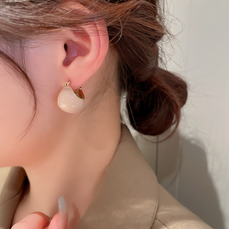 Women'S Gender Enamel, Plating Design 1 Pair Retro Ball Enamel Plating Copper Hoop Earrings