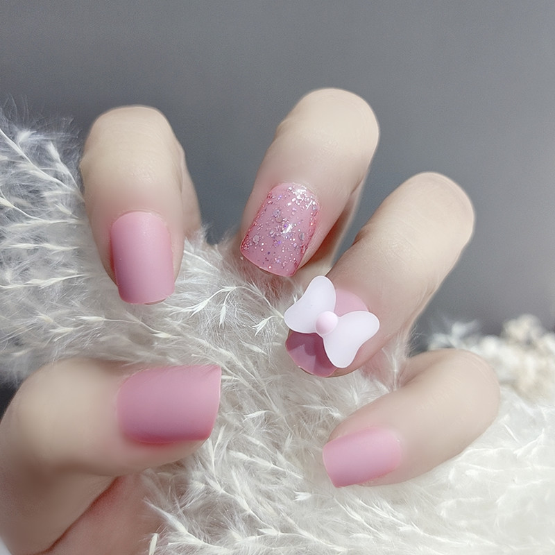 ピンクボウショートネイルパッチ 時間指定不可