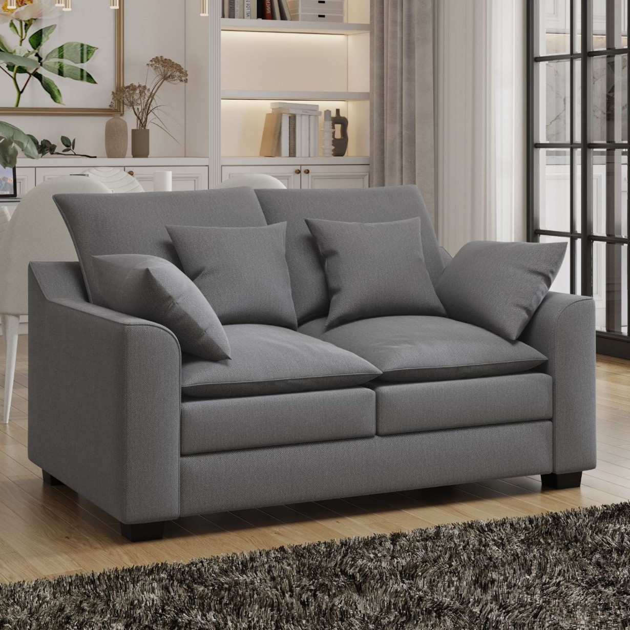 Estilo japonés sofá de cuero nórdico pequeño estilo simple moderno de sala de estar de tres personas sofá artístico de cuero image 2