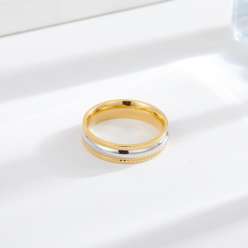 6g Weight 0.03µm-0.05µm Gold Plating Thickness PVD Coated Gold Plating Process 18K Gold Plated Plating Material Vacuum Plating PVD Coated Real Gold Plated 18K Gold Color Block 304 Stainless Steel Simple Style Waterproof Non Tarnish Rings