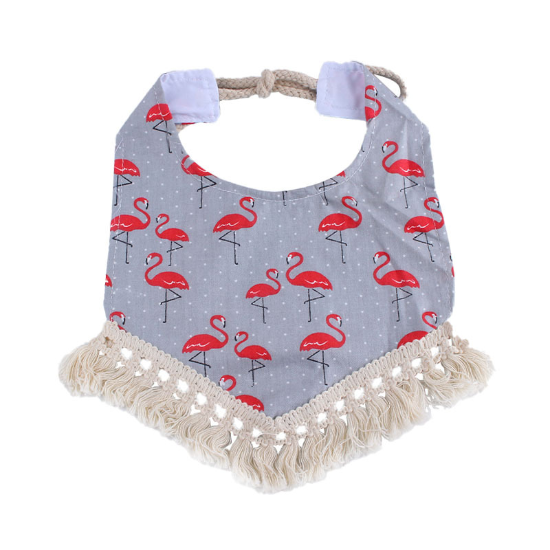 Impreso Flamingo vintage borla bebé babero algodón doble capa Correa recién nacido babero