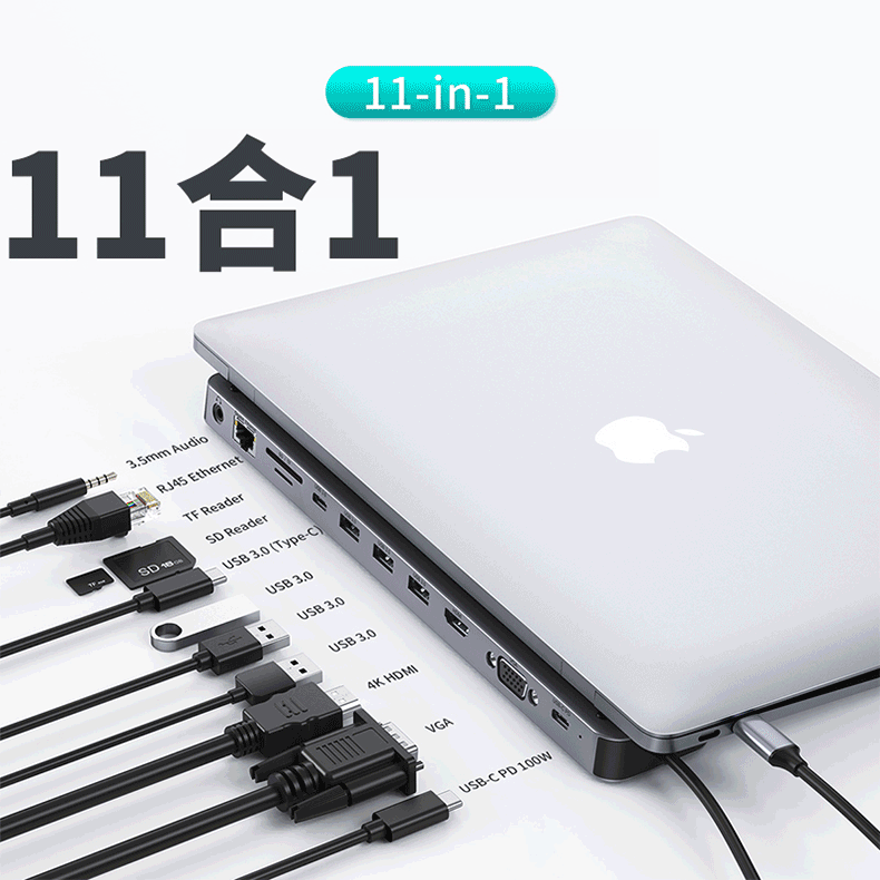 Choetech New Dual Type-C Port Direct Plug Hub Docking Station Seven-In-One Multi-Function Docking Station Converter Choetech New Dual Type-C Port Direct Plug Hub Docking Station Seven-In-One Multi-Function Docking Station Converter