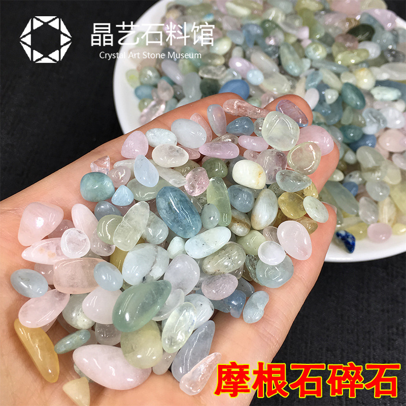 Đá dăm Morgan tự nhiên tươi kẹo màu pha lê khử từ hạt đá dăm trang sức vòng tay trang trí máy tính để bàn nhà