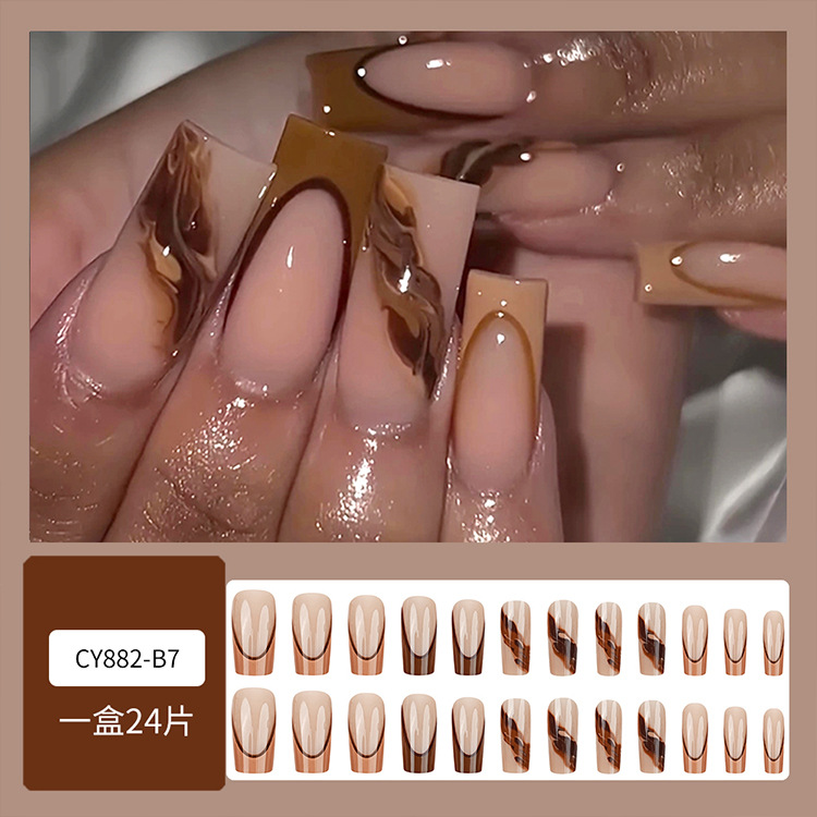 Estilo caliente europeo y americano, uñas largas, uñas postizas de sentido de alta calidad, uñas de ballet trapezoidal largas, piezas de uñas al por mayor