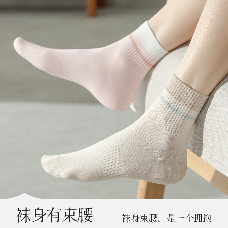 靴下の女性の夏の薄い綿の中筒靴下の抗菌防臭は吸湿して汗を排出します。|undefined