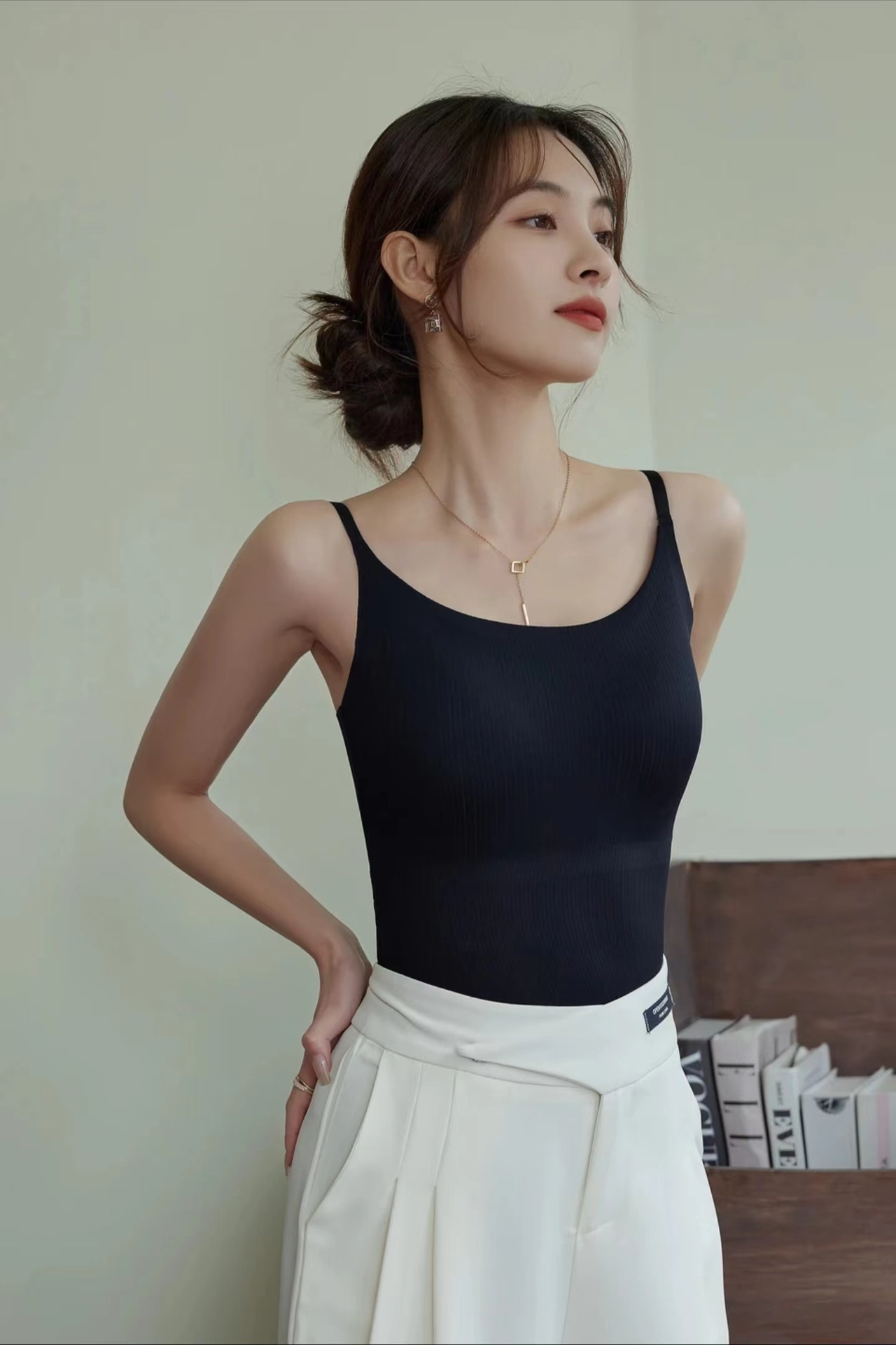 Sujetador de chaleco con espalda hermosa con tirantes sin costuras, ropa interior larga con interior, almohadilla para el pecho, top de fondo de todo fósforo para mujer