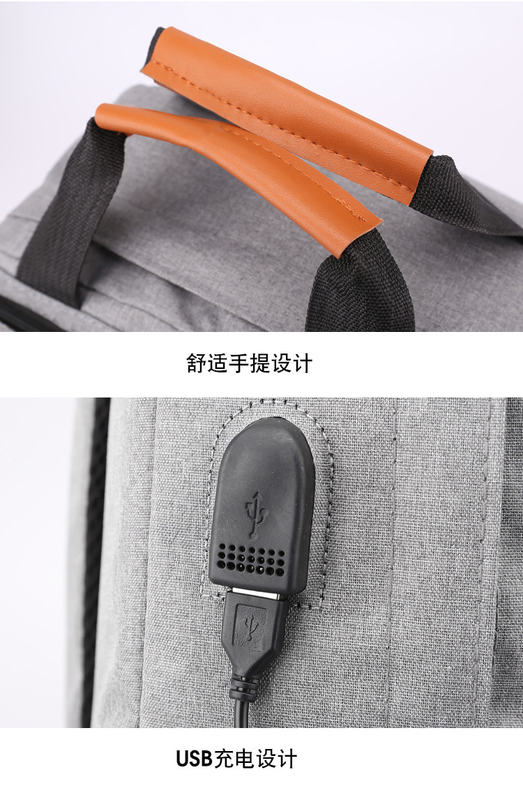Backpack, large-capacity, high-end backpack, three-piece schoolbag, men's bag, business backpack, multi-functional charging computer bag undefined