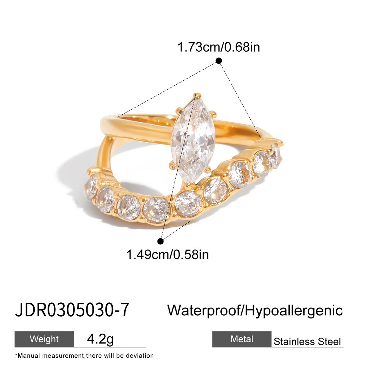 Wanxing anillo de acero inoxidable europeo y americano diseño de nicho femenino anillo de apertura de circón acero de titanio de oro de 18 quilates no se desvanece