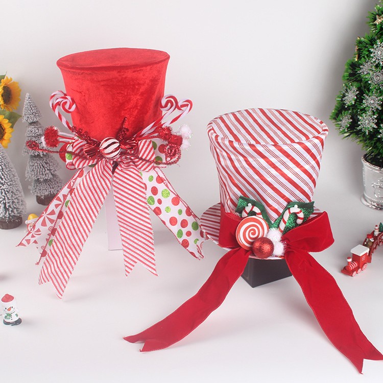 Decoración de Navidad árbol de Navidad sombrero de arco de cinta plegable sombrero de árbol de Navidad estrella