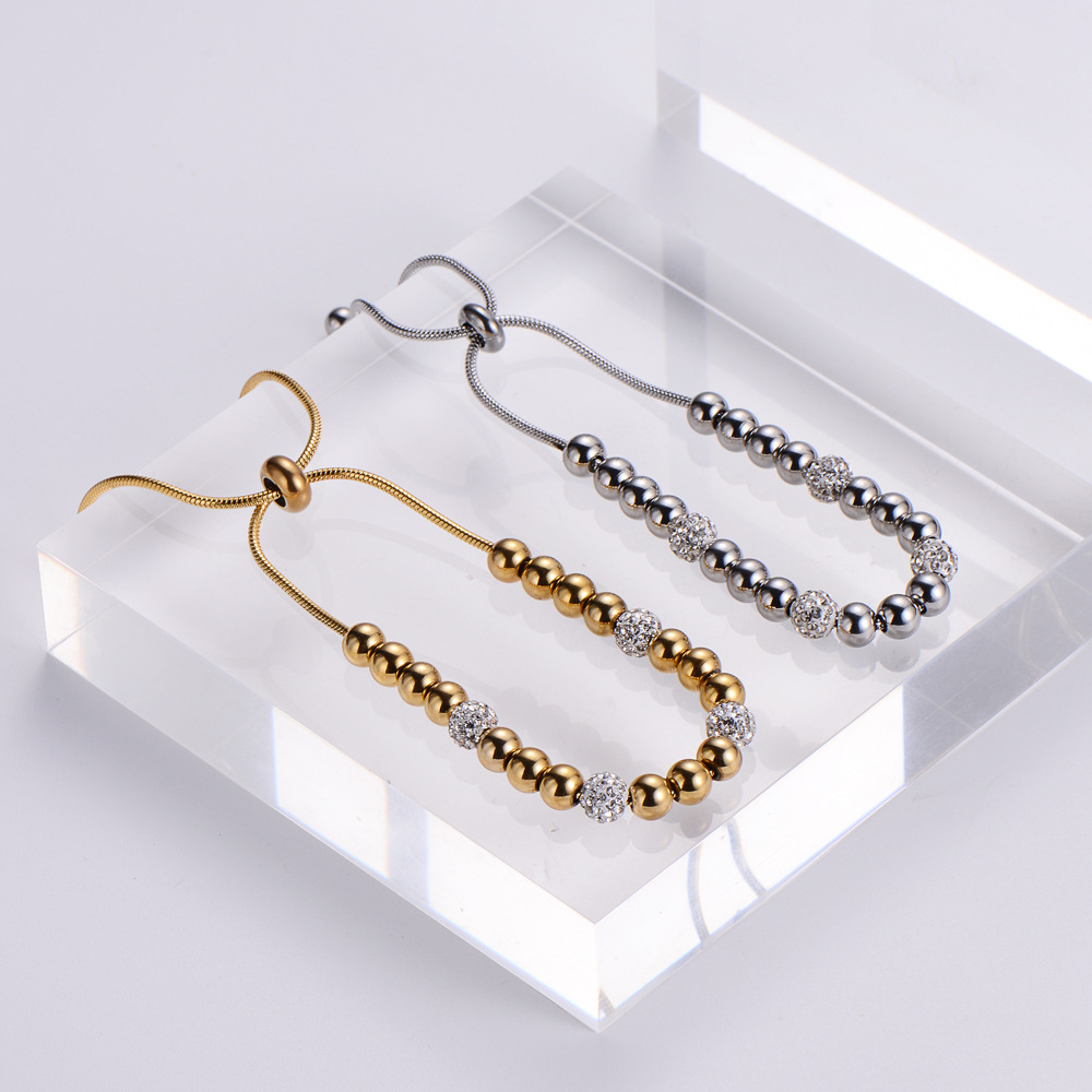 fashion adjustable size snake chain 18k gold beaded bracelet