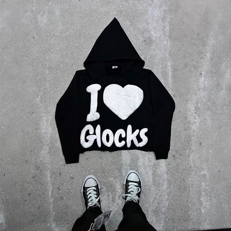 Cross-Border Fashion Street Trend Mother Foam Print Casual Pullover Hoodie Top Loose Sweatshirt Men and Women Autumn