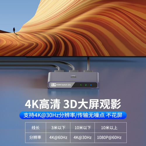 HDMI Splitter Switcher 4K High Definition 60HZ Display Audio Video Expander Computer Screen Converter