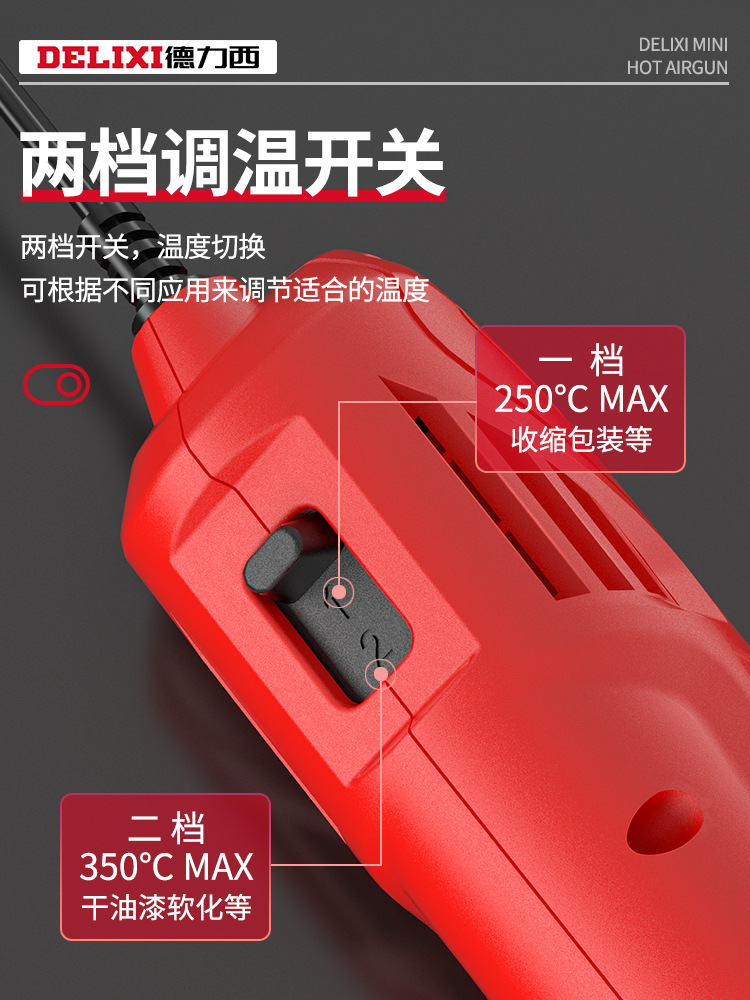 Мини-фен строительный Delixi DWGR-2605 стандартный