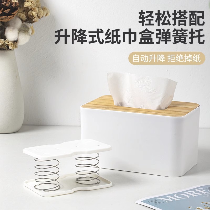 Caja de pañuelos de mesa con tapa de madera de estilo japonés, caja de pañuelos grande promocional para regalo con logotipo