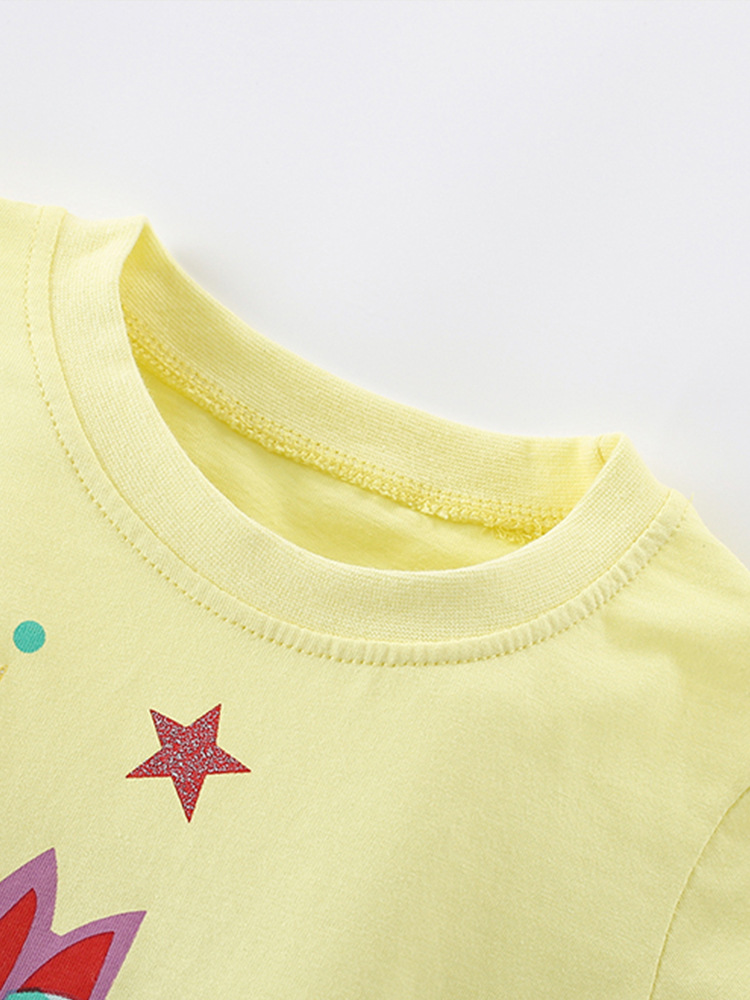 Malwee niñas camiseta de manga corta de verano nuevo estilo europeo y americano camiseta de cuello redondo para niños de estilo extranjero chaqueta casual para niños