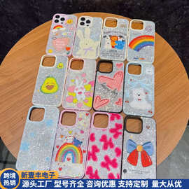 适用iPhone13苹果手机壳15promax透明软壳蝴蝶结16闪钻14手机套12