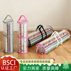 圆筒式手提便捷式礼品袋圣诞礼物储物袋纸质大容量存储防水收纳包